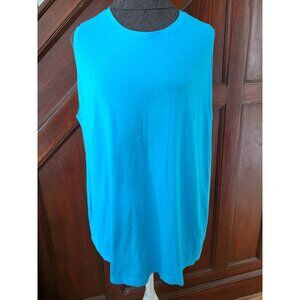 Lands End Womens Sleeveless Tank Top 1X Bright Blue Cotton